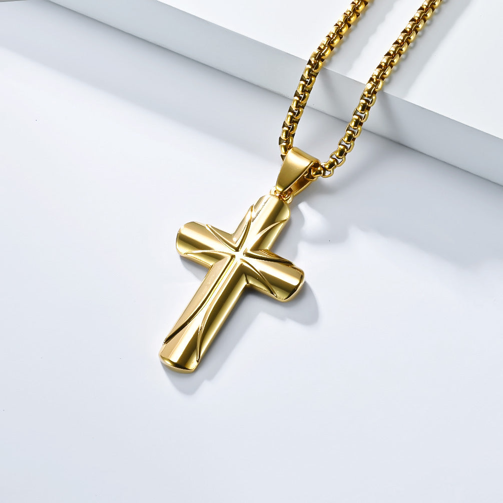 Cross-Border European American Stainless Steel Cross Necklace