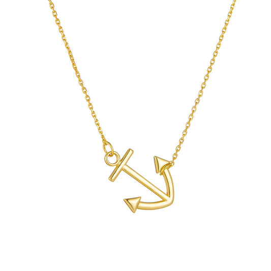 Anchor Pendant With Pure Silver Necklace, Hip-Hop Trendy Elegant Ladies'
