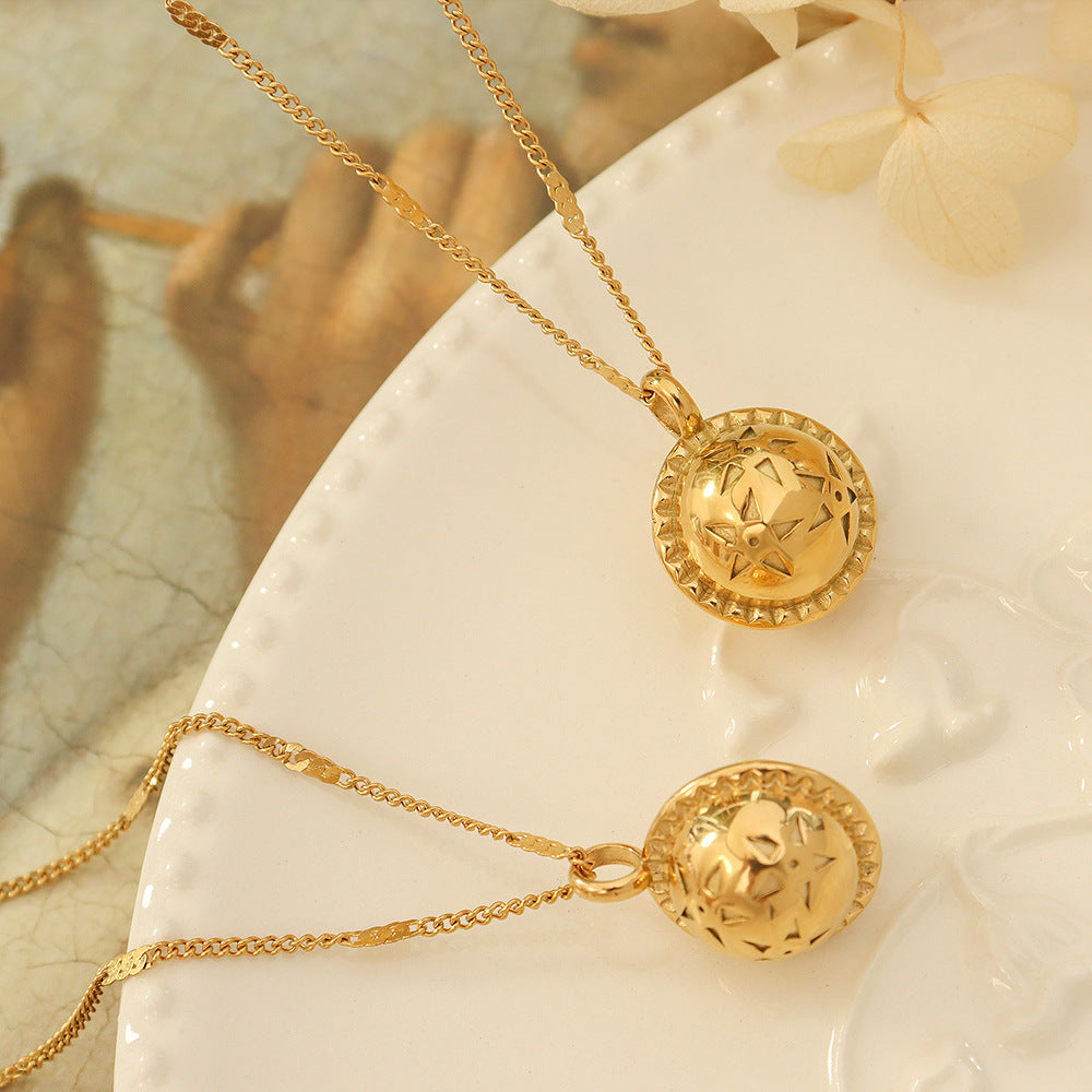 French Style Vintage Planet Necklace with Lock Bone Chain