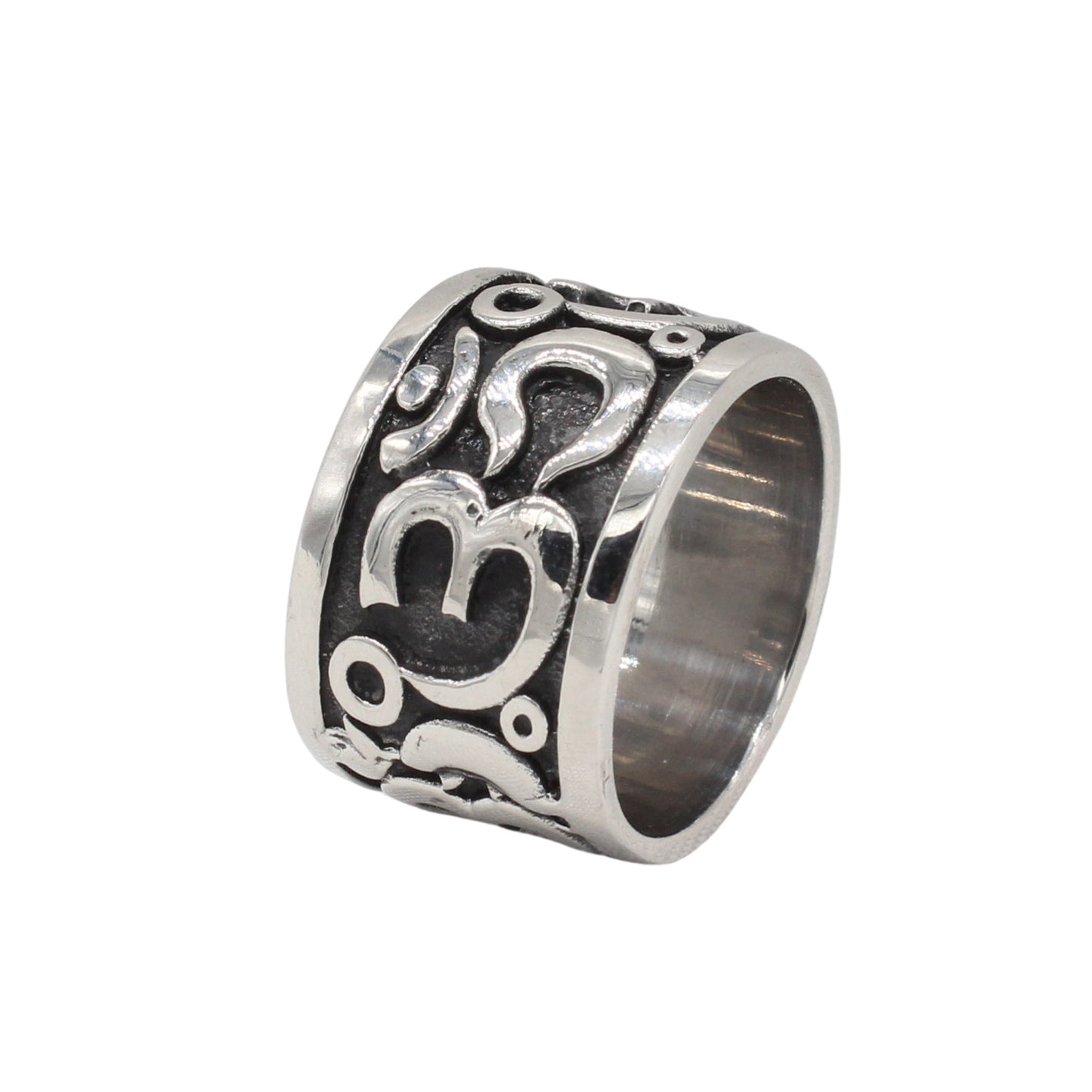 Planderful Everyday Genie – European and American Retro Six-Character Mantra Men's Titanium Steel Ring