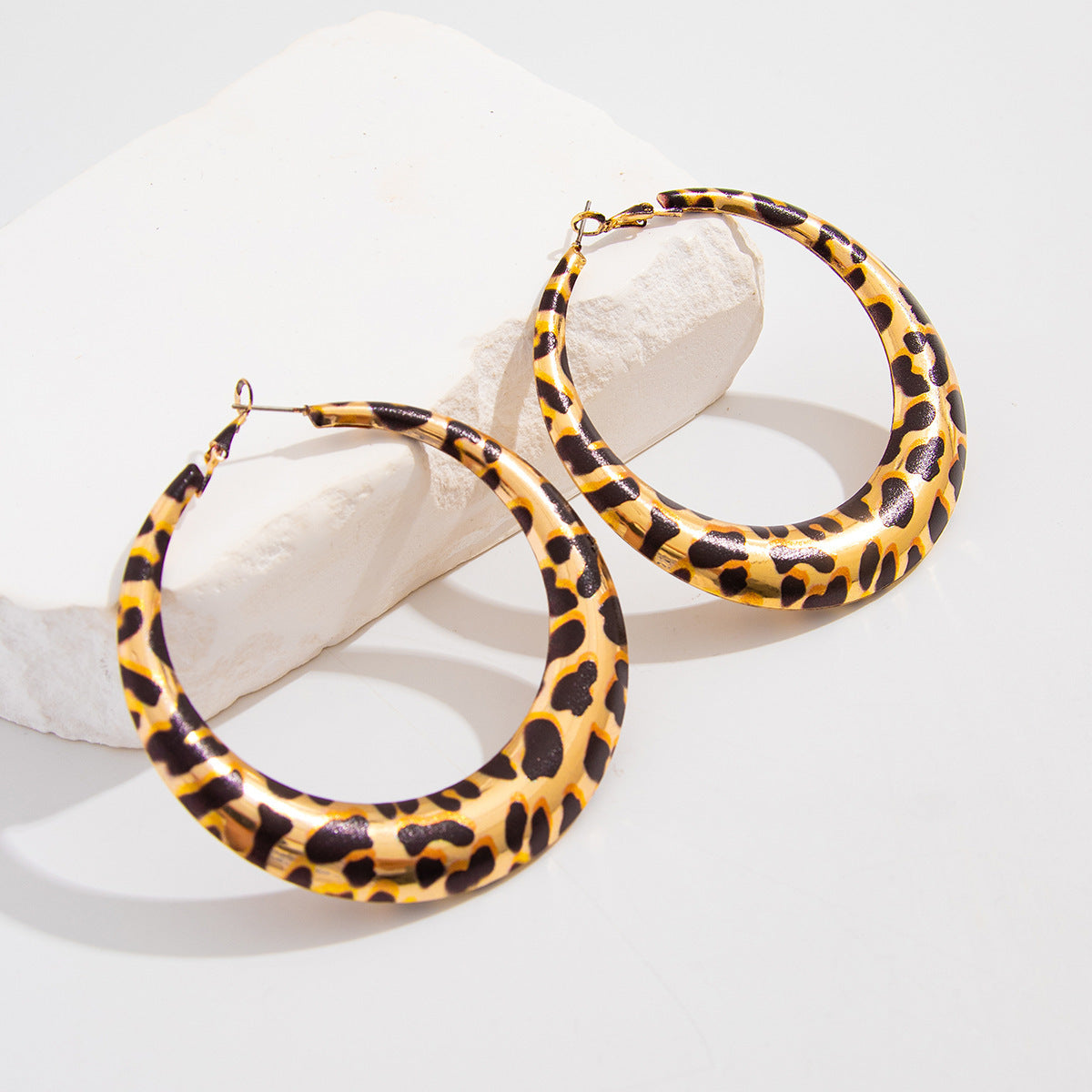 Geometric Metal Circle Earrings Leopard Print Bold Statement For Women By Planderful Vienna Verve