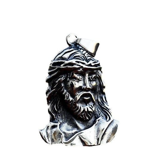 Retro Titanium Steel Old Man Head Pendant for Men - Cross-Border Wholesale Jewelry