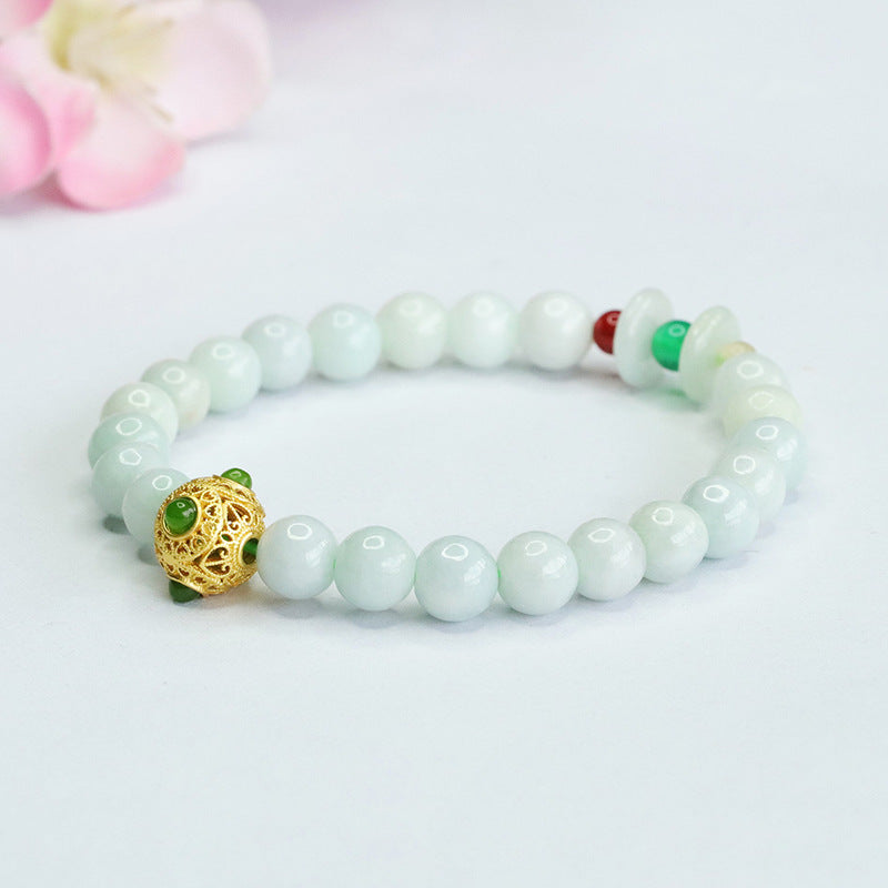 Jadeite Prosperity-Charm Beaded Bracelet