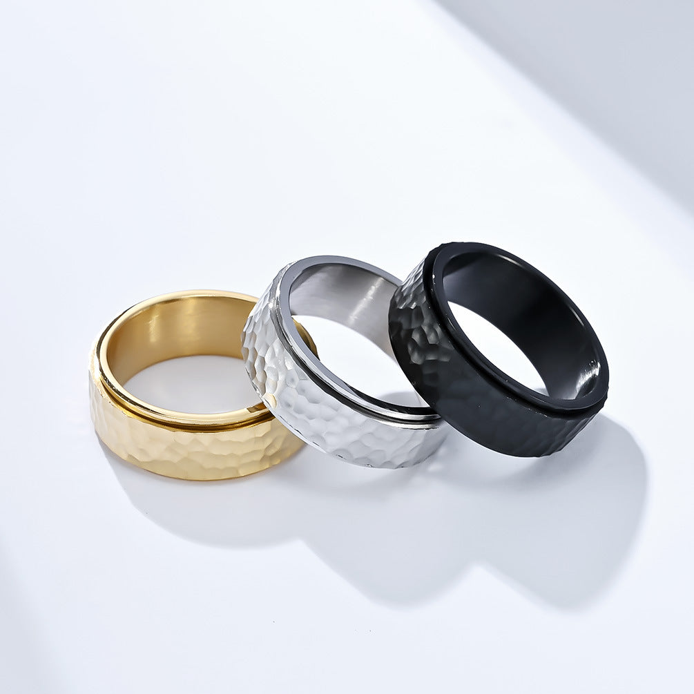 Planderful Titanium Steel Rotatable Ring With Honeycomb Pattern For Unisex Daily Wear
