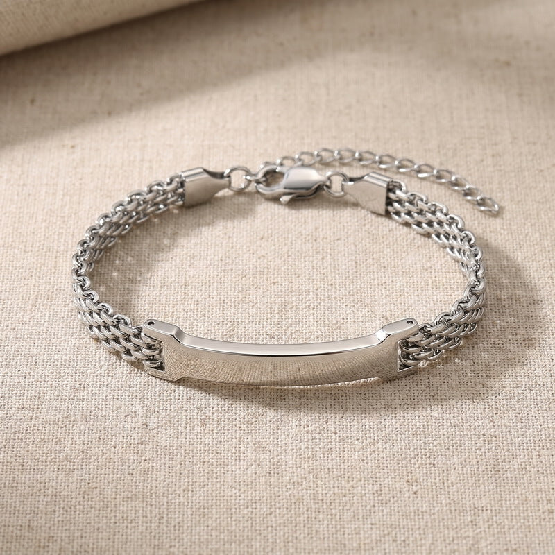 Smooth Curved Bar Mesh Chain Titanium Steel Bracelet Stainless Steel Extension Chain