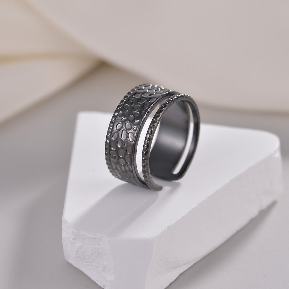 Adjustable Hammered Pattern Titanium Ring for Women by Planderful - Everyday Genie Collection