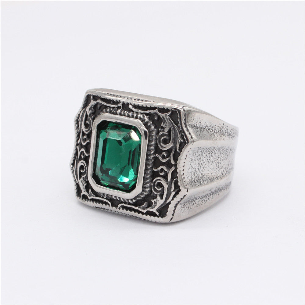 Titanium Steel Zircon Square Ring