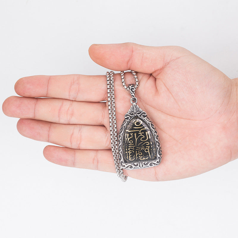 Steel Necklace - Vintage Guardian Gods Zodiac Buddha Stainless Steel Retro Design Everyday Wear