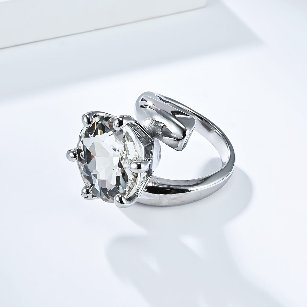 Planderful Zircon Ring For Women Gold Plated Titanium Steel Exaggerated Luxury Temperament