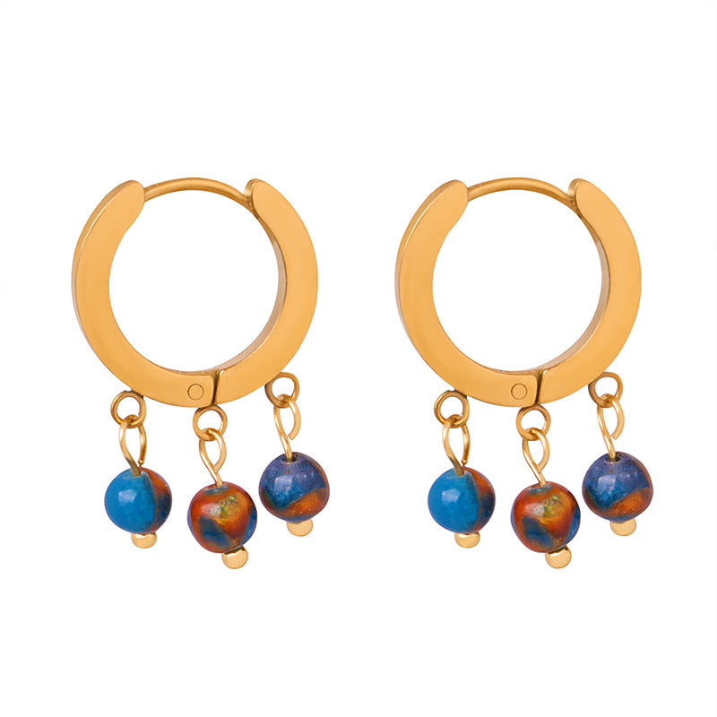 Exquisite Gold-Plated Natural Stone Earrings for Fashionable Women