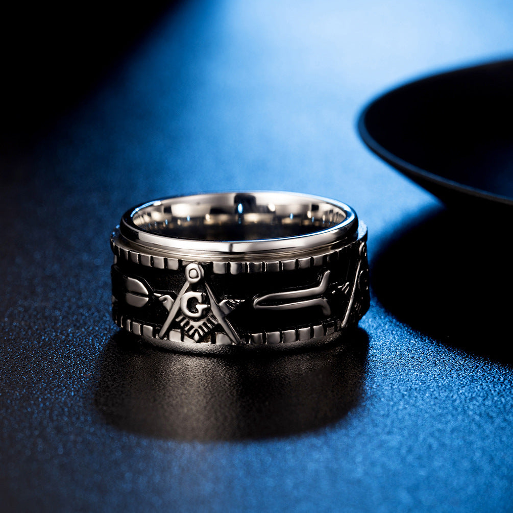 Planderful Freemason Ring Rotatable Titanium Steel Wrench Design For Men Premium Jewelry Sizes 7 To 12