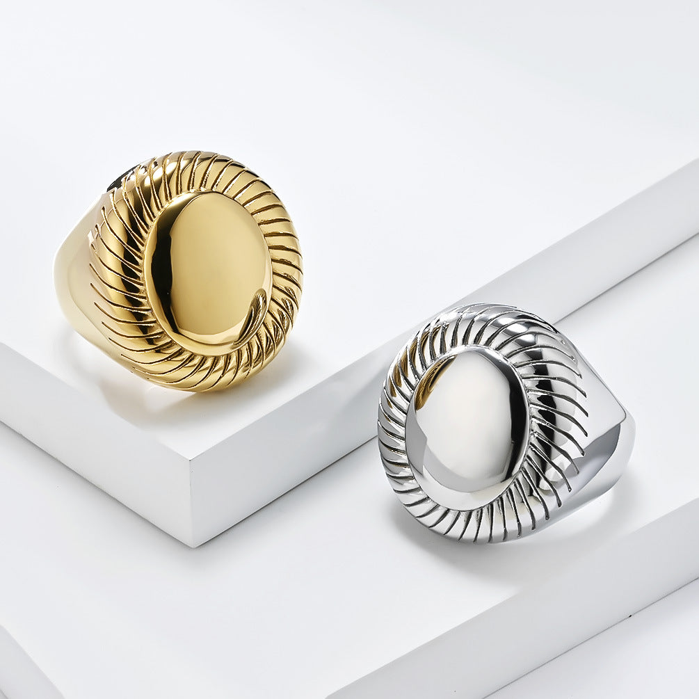 Planderful Titanium Steel Gold Plated Ring For Women Exquisite Versatile High End Jewelry