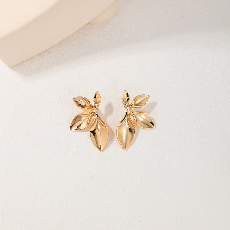 Exaggerated Metal Flower Stud Earrings - Vienna Verve Collection
