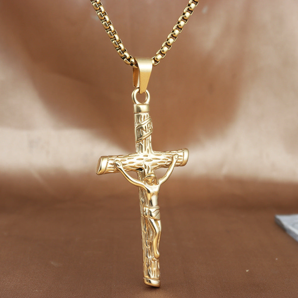 European And American Stainless Steel Cross Pendant Necklace