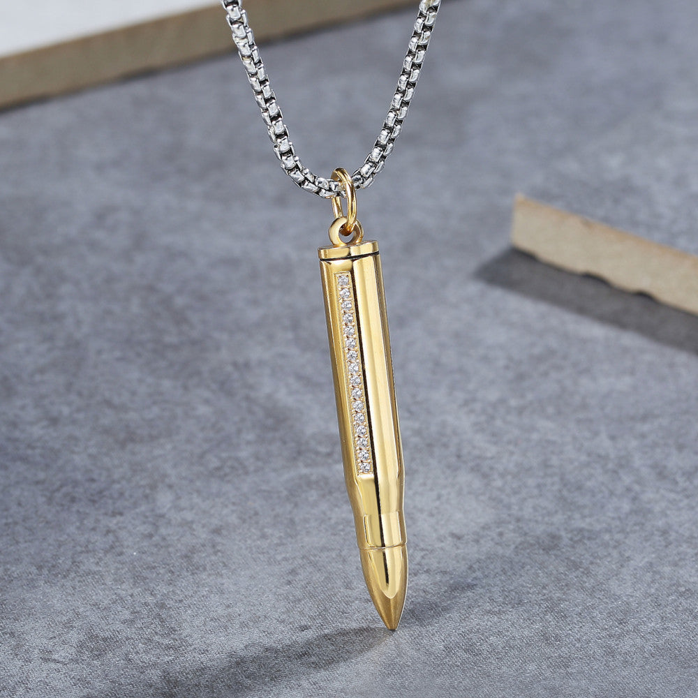 Planderful Elegant Titanium Steel Pendant With Zircon Inlay For Unisex Protection Jewelry