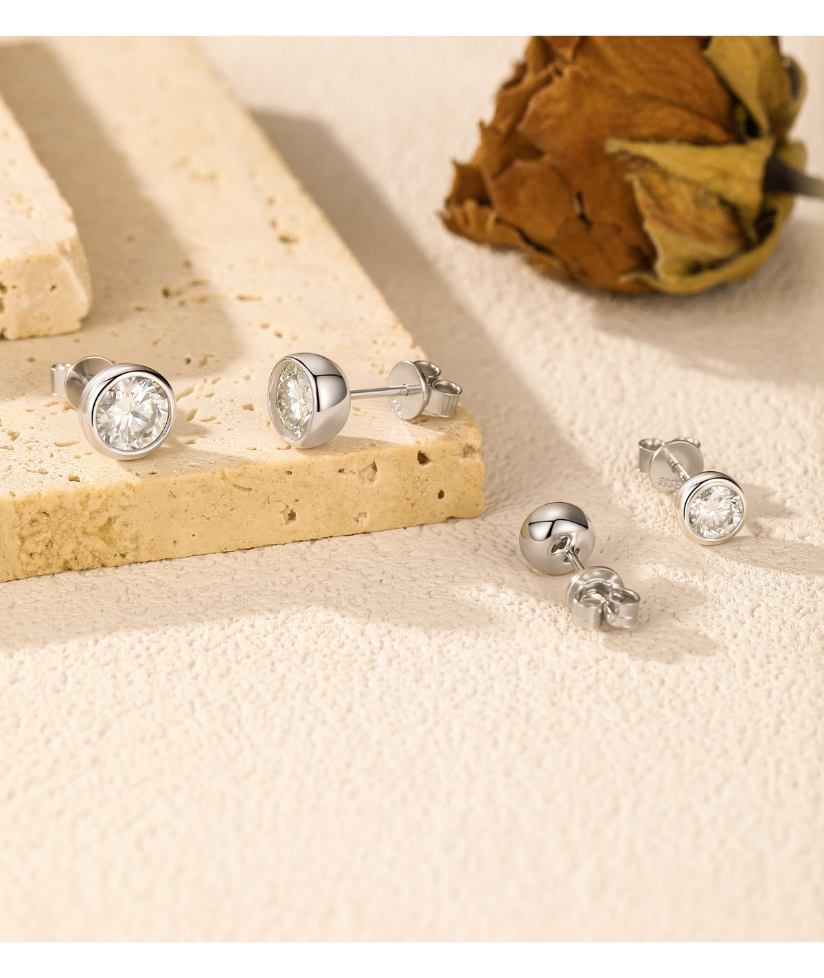 925 Sterling Silver Bubble Moissanite Stud Earrings