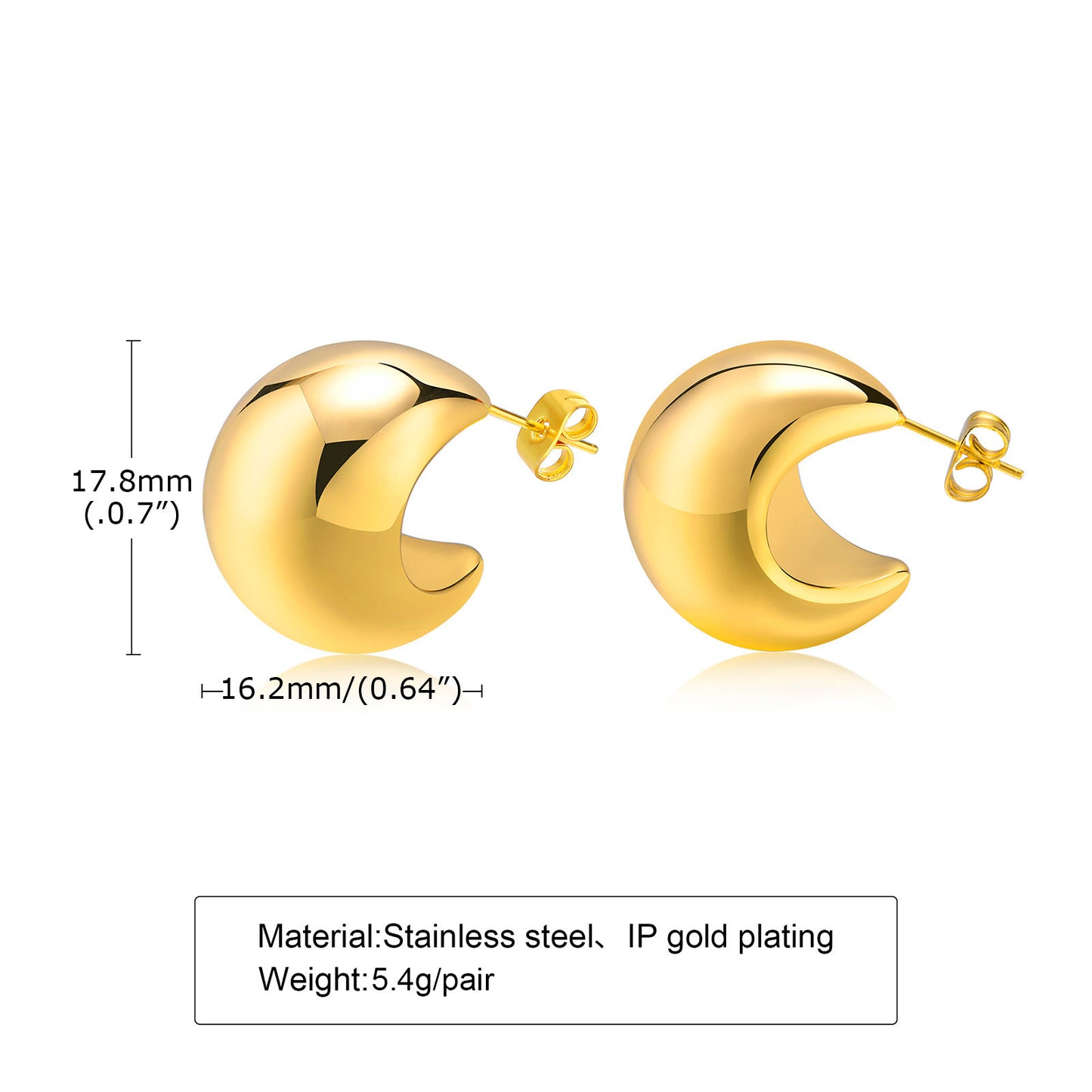 European And American Jewelry Wholesale Stainless Steel Hollow Crescent Moon Earrings Women