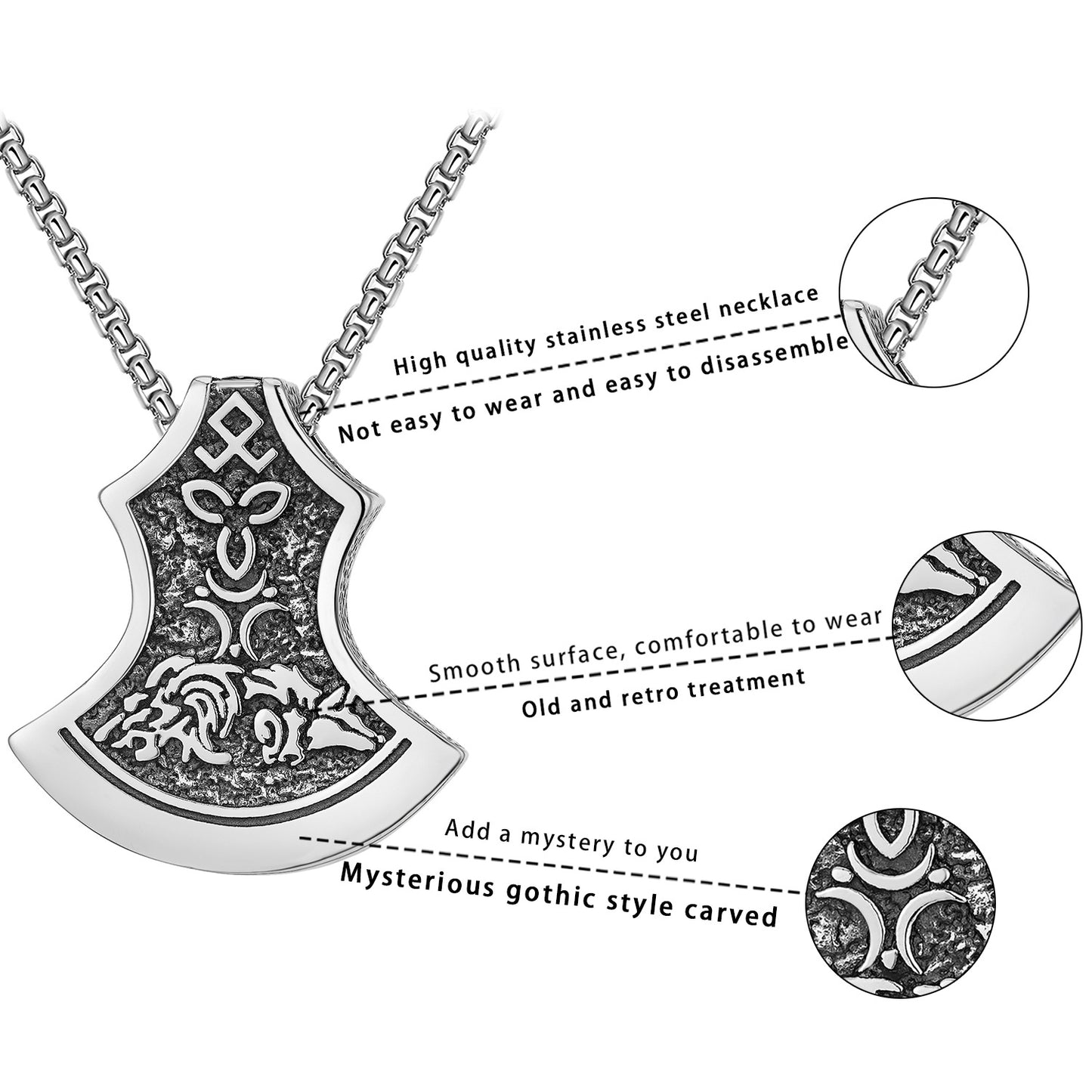 Stainless Steel Necklace – Vintage Viking Wolf Pendant