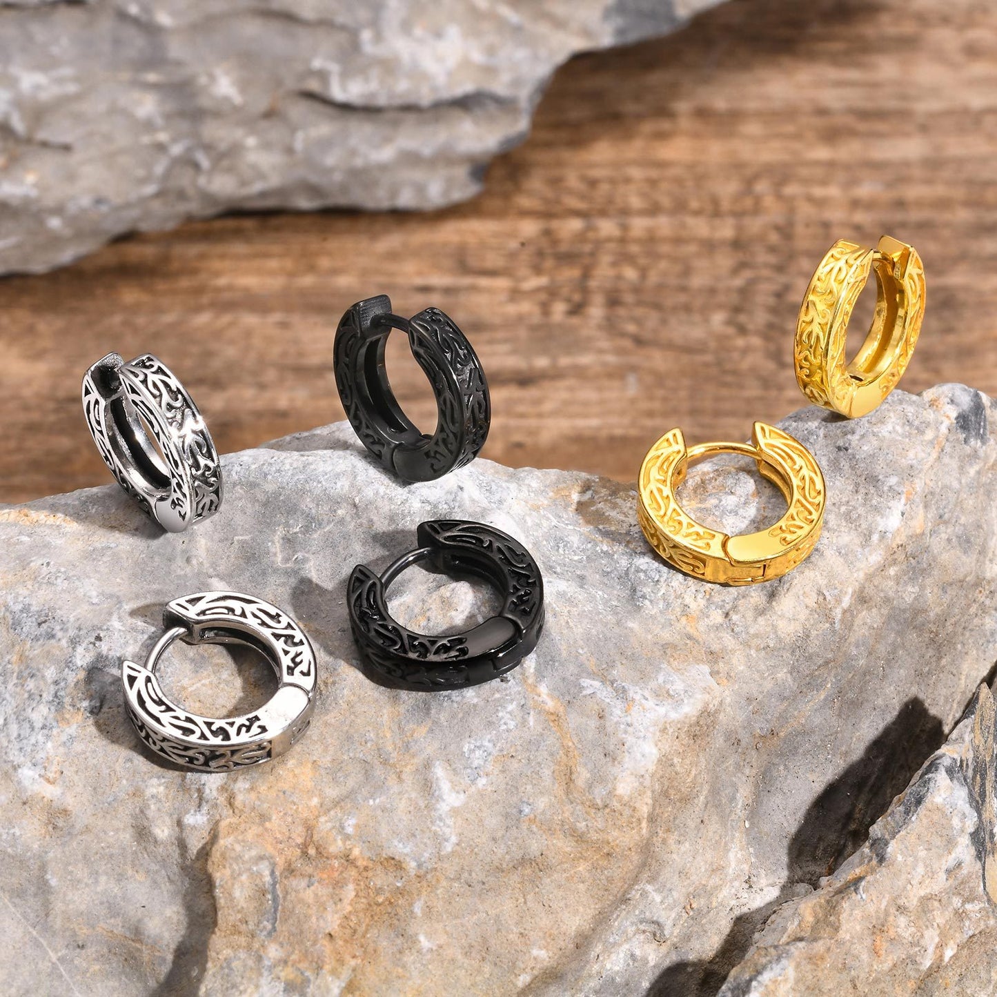 Personalized Men's Stainless Steel Earrings Vintage Hip Hop