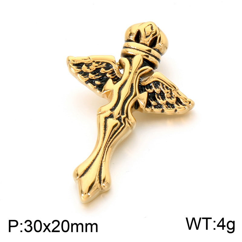 Niche Many Elements Myth Pendant Tower Conch Trident Feather Stainless Steel Men's Pendant Necklace