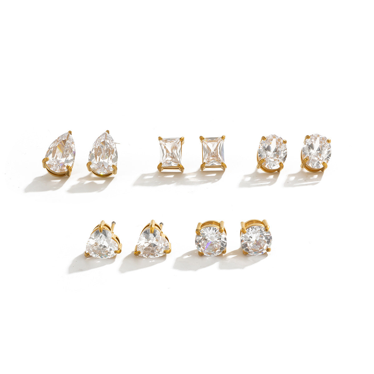 Planderful Vienna Verve Love Shaped Zircon Stainless Steel Stud Earrings For Daily Wear Fashion Lovers