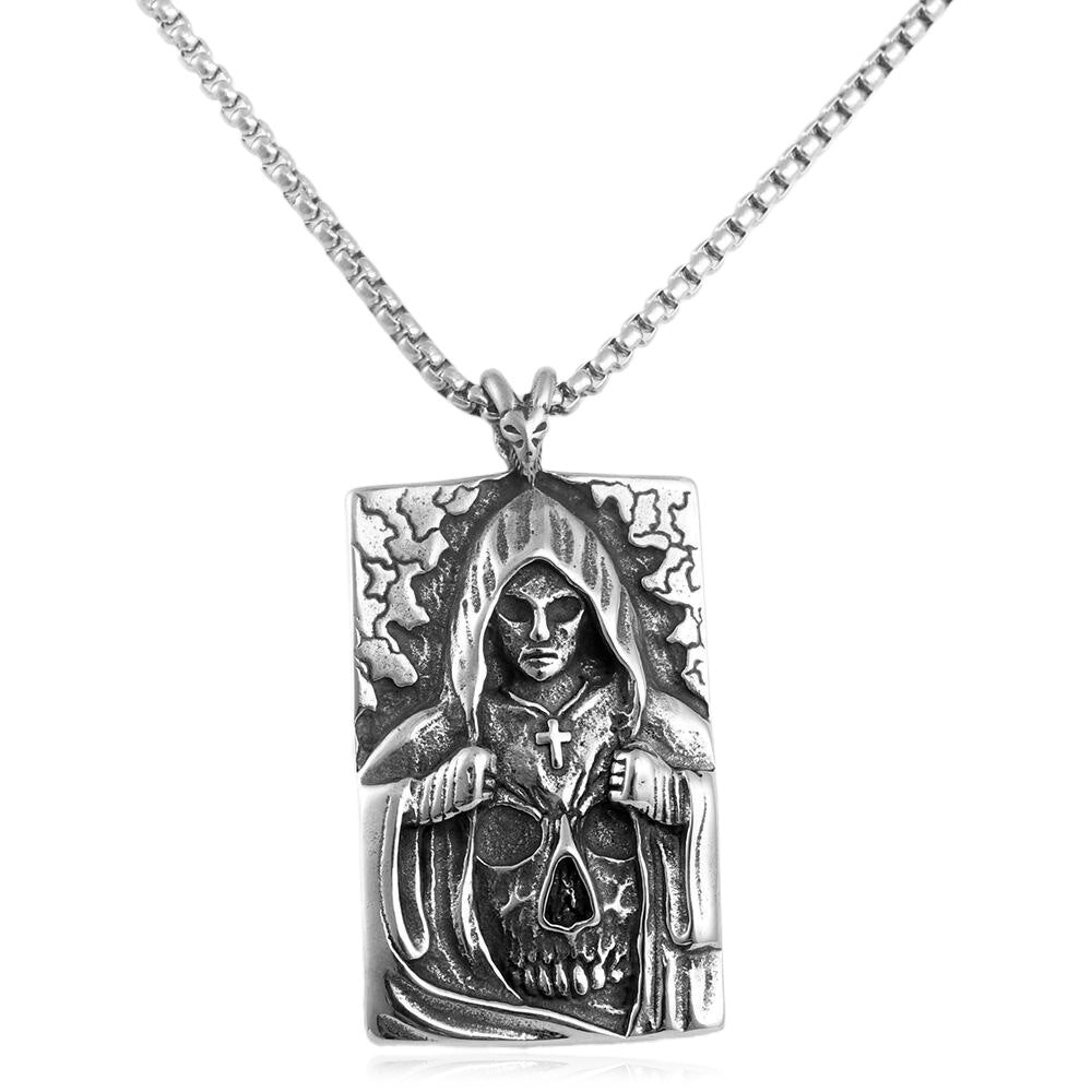 European And American Stainless Steel Skull Pendant Necklace