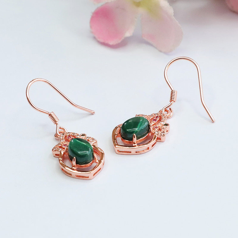 Malachite Clover Drop Earrings