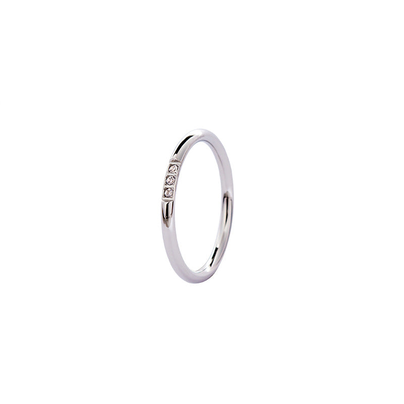 Minimalist Korean Style Titanium Steel Ring with Zircon Detail