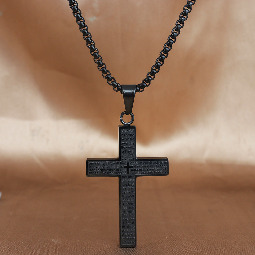 European And American Stainless Steel Cross Pendant Men's Trendy Retro Titanium Steel Necklace