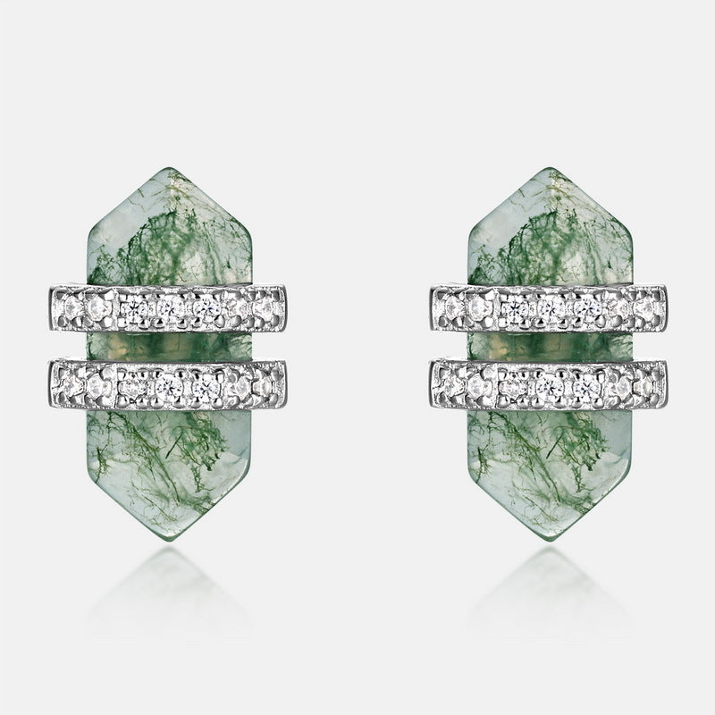 Planderful Everyday Genie – Cross-border New Trend Fashion Green Moss Sterling Silver Earrings Women's Jewelry Amazon Hot Sale