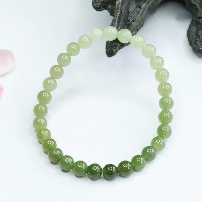 Gradient Qingshui Hetian Jade Bead Bracelet