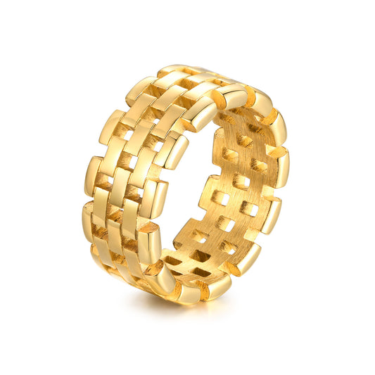 Stainless Steel Strap Ring Gold Women Personalized Fashion Jewelry