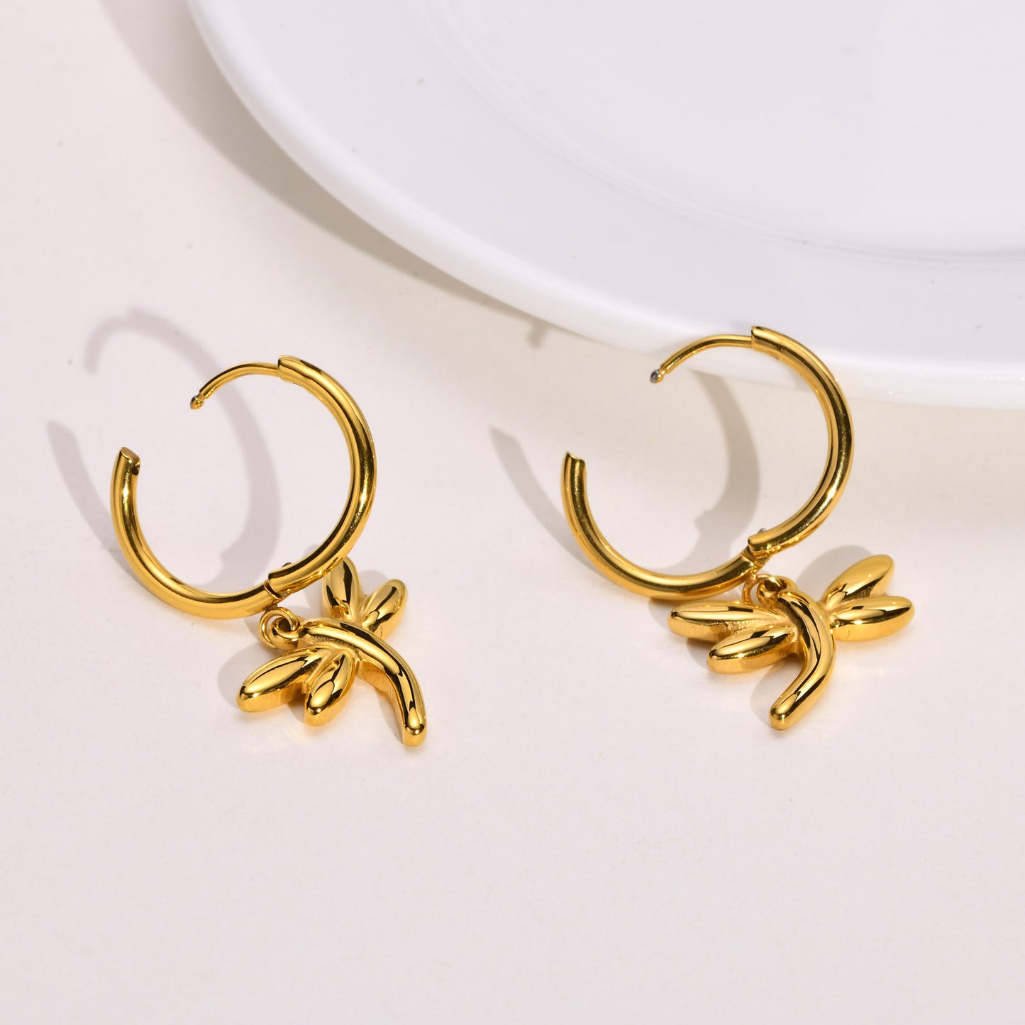Women's Earrings Stainless Steel Dragonfly Gold Jewelry
