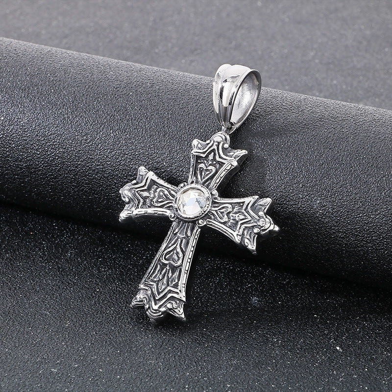 Planderful Mens Zircon Cross Pendant Personalized Necklace