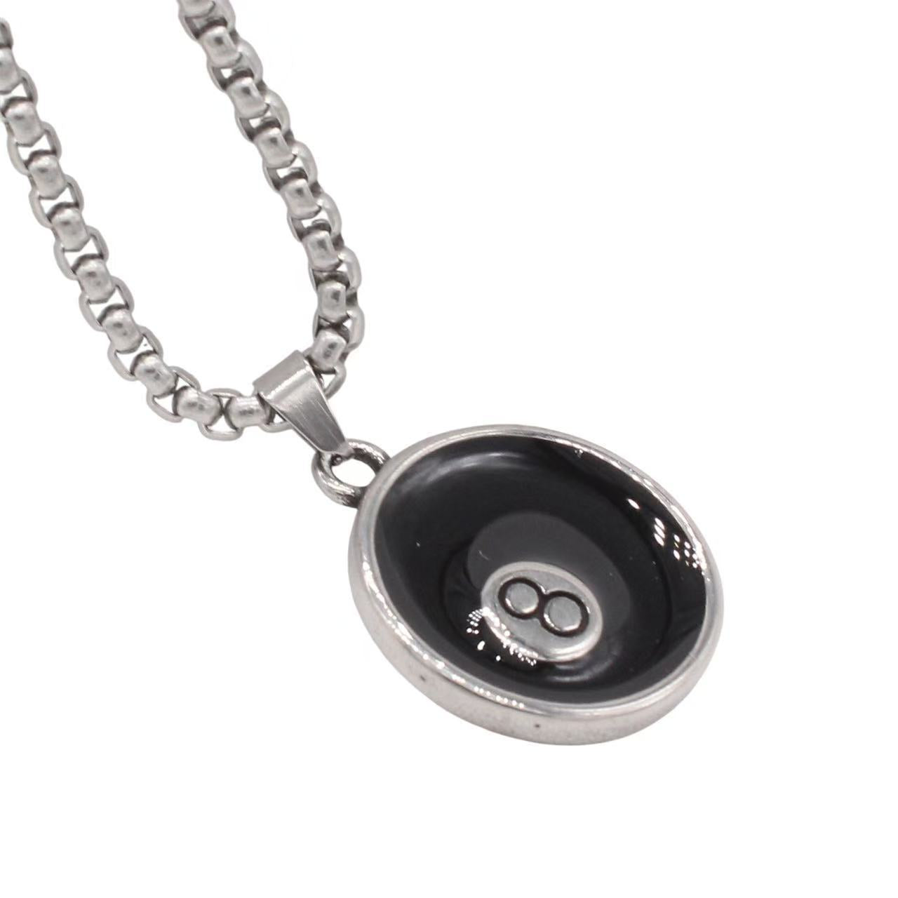 Planderful Personalized Billiard Pendant Unisex 8 Character Titanium Steel Customizable Statement Accessory
