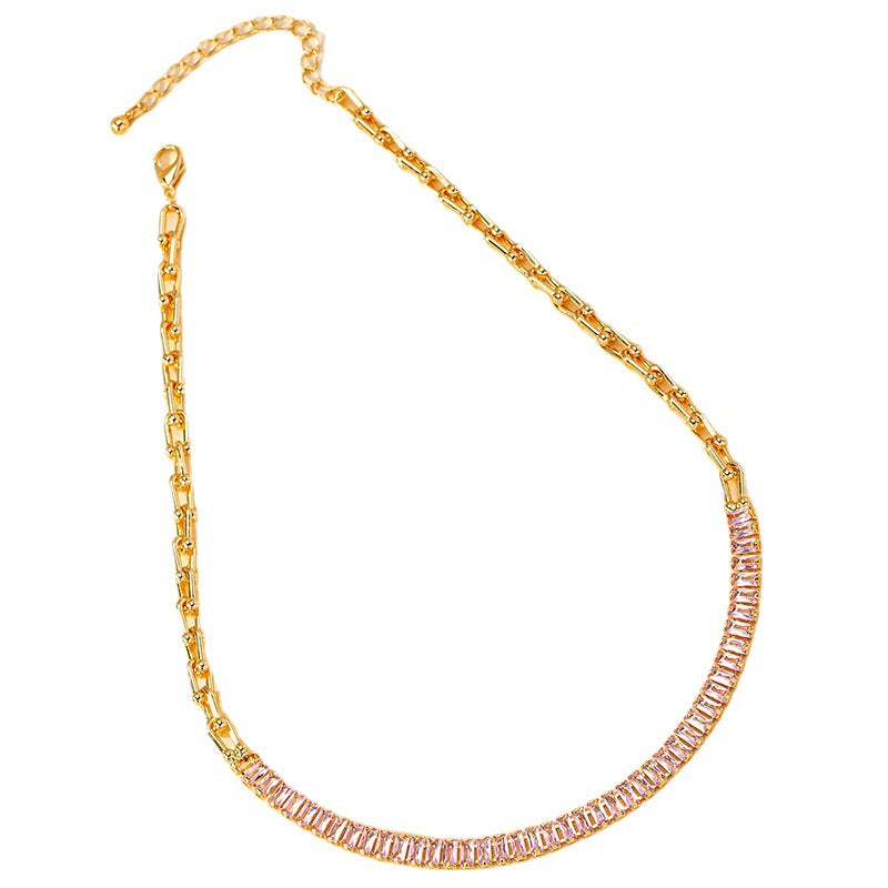 Elegant Pink Zircon Chain Necklace from Vienna Verve Collection