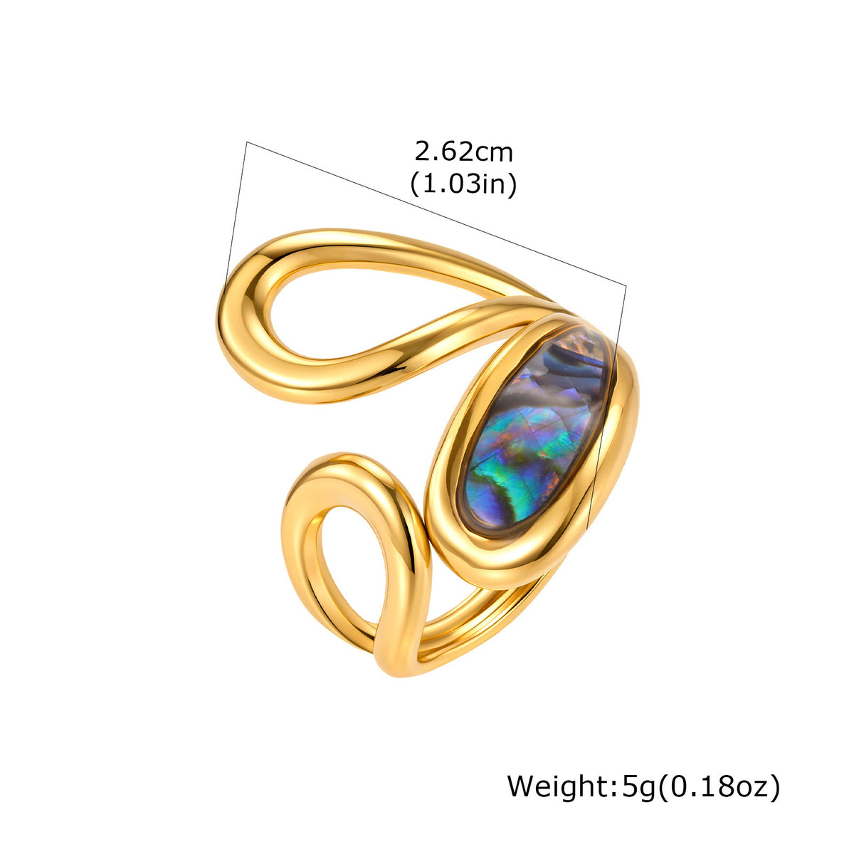 Hot-Selling Special-Shaped White Shell Stainless Steel Ring Design Leaf Opening