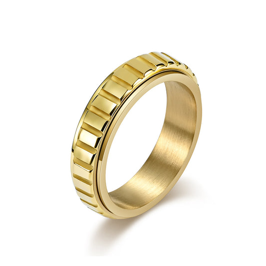 Planderful Everyday Genie Stainless Steel Ring For Men And Women Rotating Lattice Design