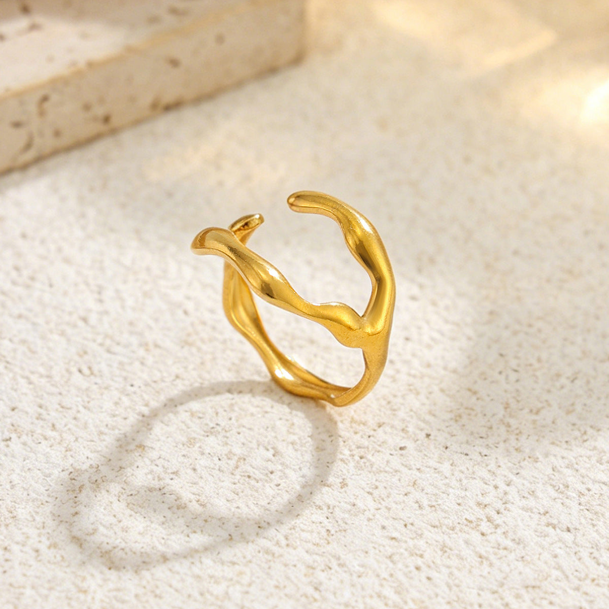 Planderful Snake Shaped Opening Ring Vienna Verve Stainless Steel Zircon Imitation Pearl Star Accent For Women