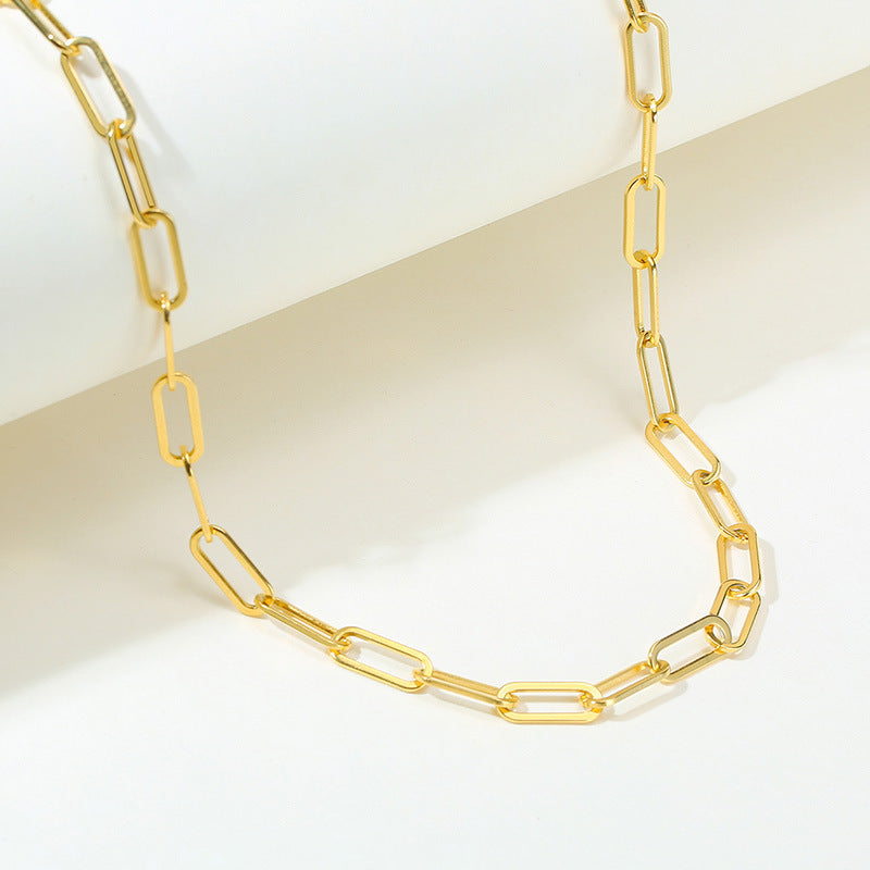 Chain 6.5MM Stainless Steel Flat Long O-Chain Necklace