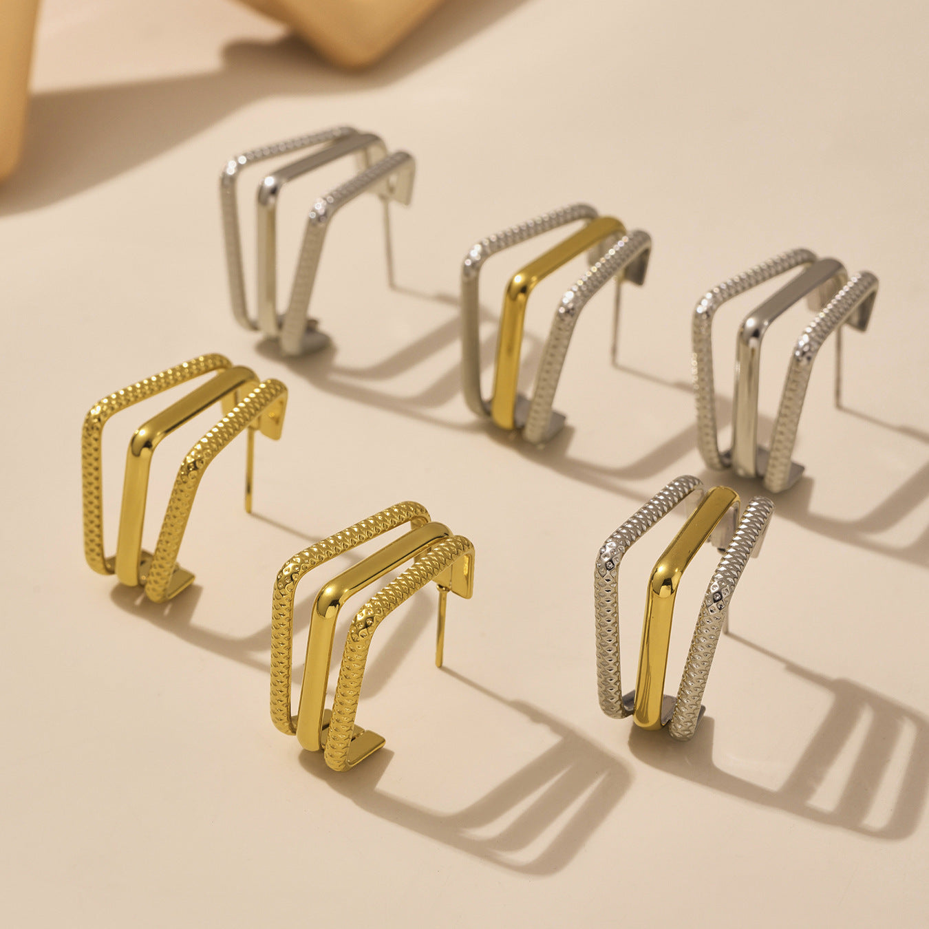 Planderful Women C Shape Stainless Steel Earrings GoldPlated