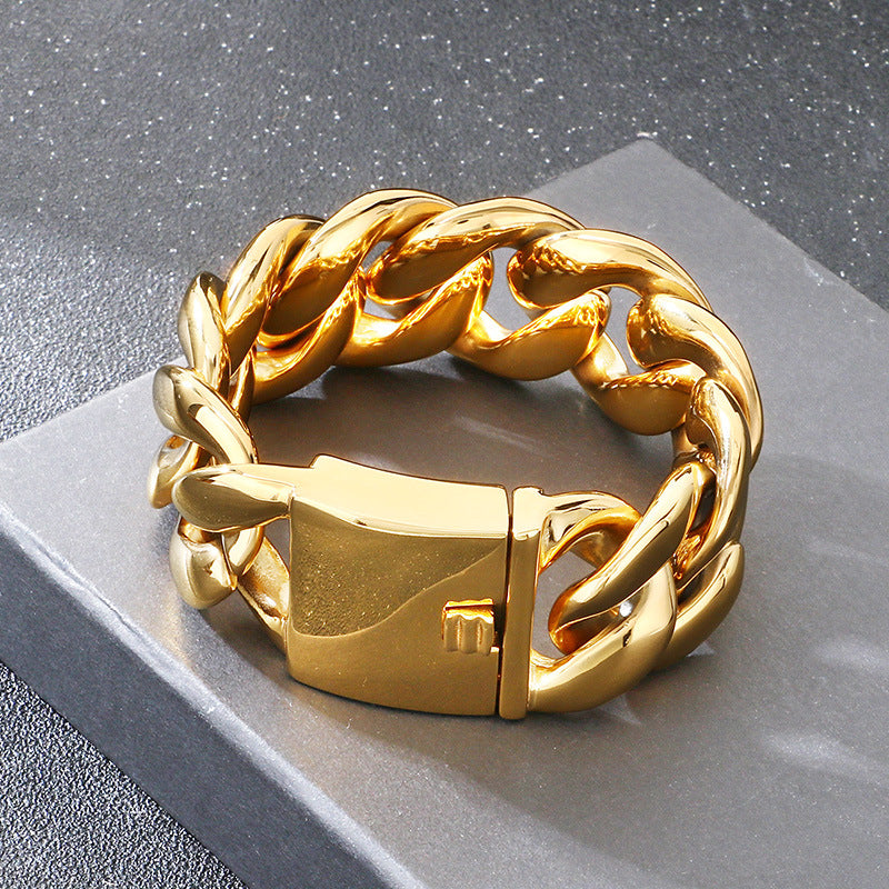 Titanium Steel – Vacuum Plating 30mm Design Cuban Chain Stainless Bracelet