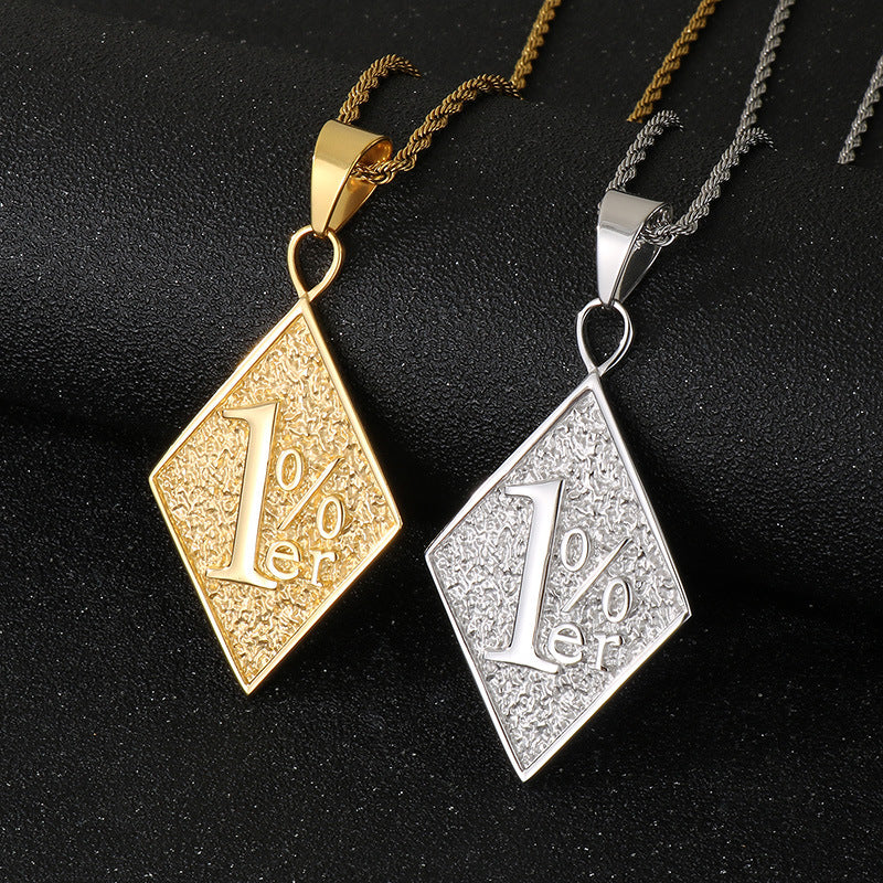 Planderful Rhombus Pendant Titanium Steel For Men Trending