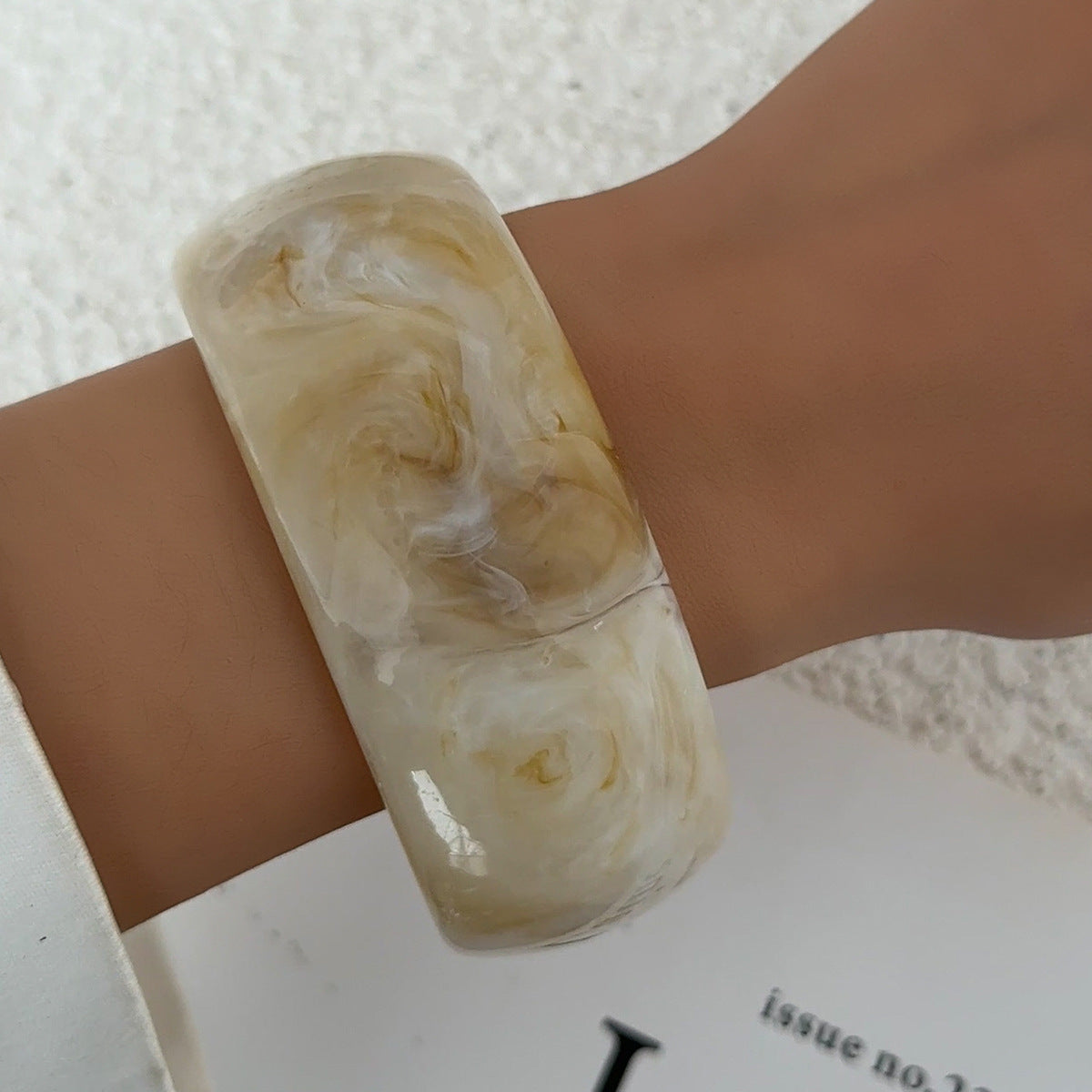 Planderful Vienna Verve Retro Resin Wide Bracelet For Bold Women Statement Jewelry