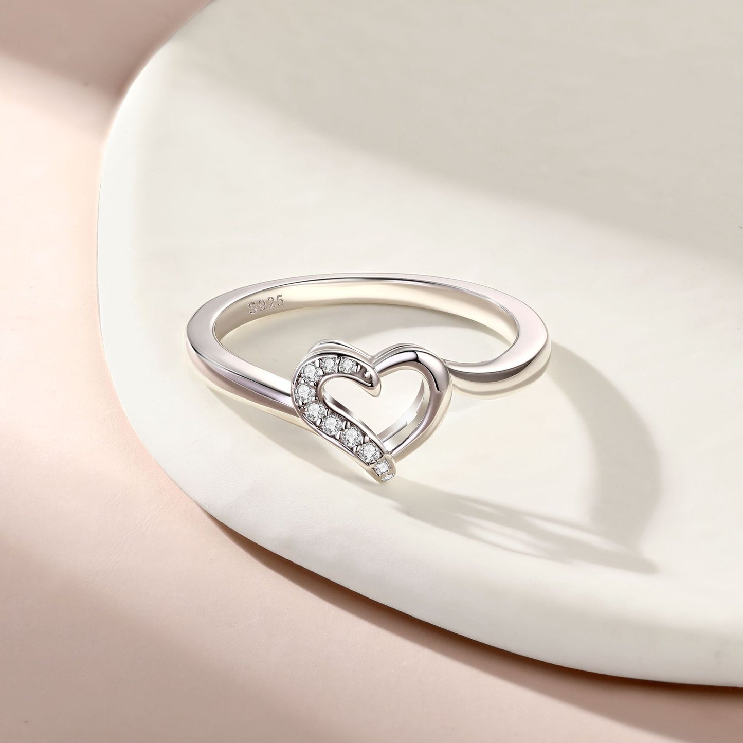 Cross-Border S925 Sterling Silver Heart Ring for Women