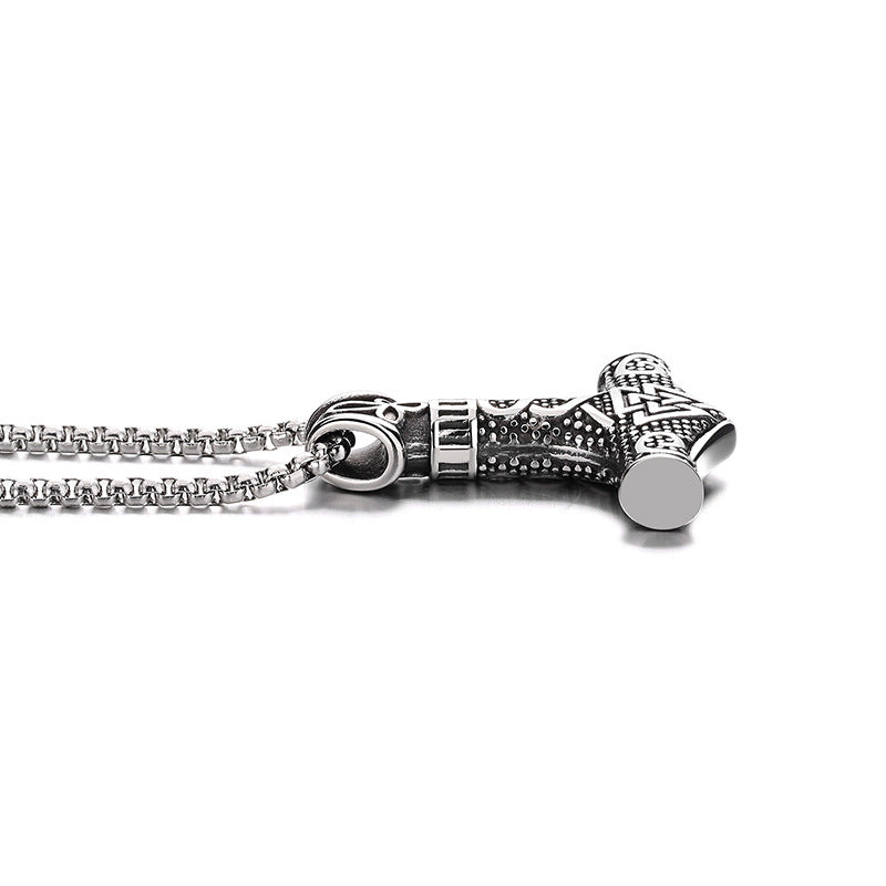 Steel Necklace – Statement Viking Odin Celtic Knot Thor Hammer Amulet Pendant For Everyday Wear Planderful