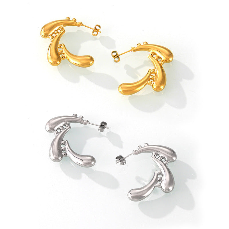 Vintage Swirl Water Drop Gold-Plated Stud Earrings