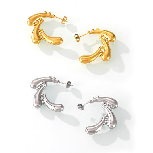 Vintage Swirl Water Drop Gold-Plated Stud Earrings