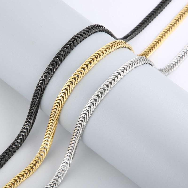 Versatile Stainless Steel Encrypted Whip Chain Necklace, And Popular Buckle Titanium Steel Chain