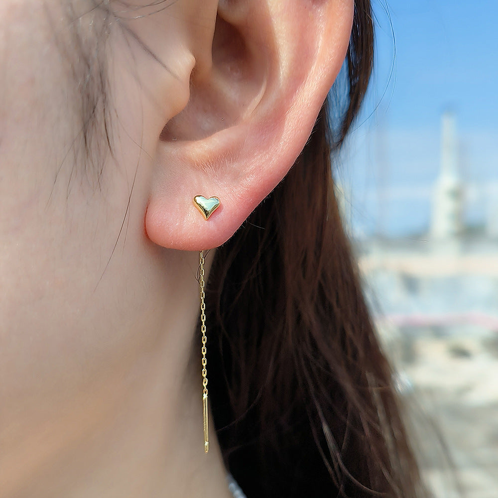 Planderful Heart Shaped Love Earrings For Women Long Fringe Chain Zircon Luxurious Accents